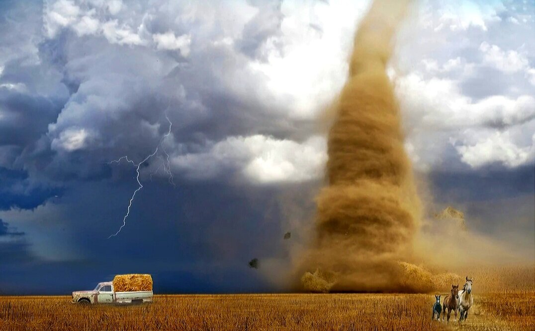 Разрушительная сила торнадо.