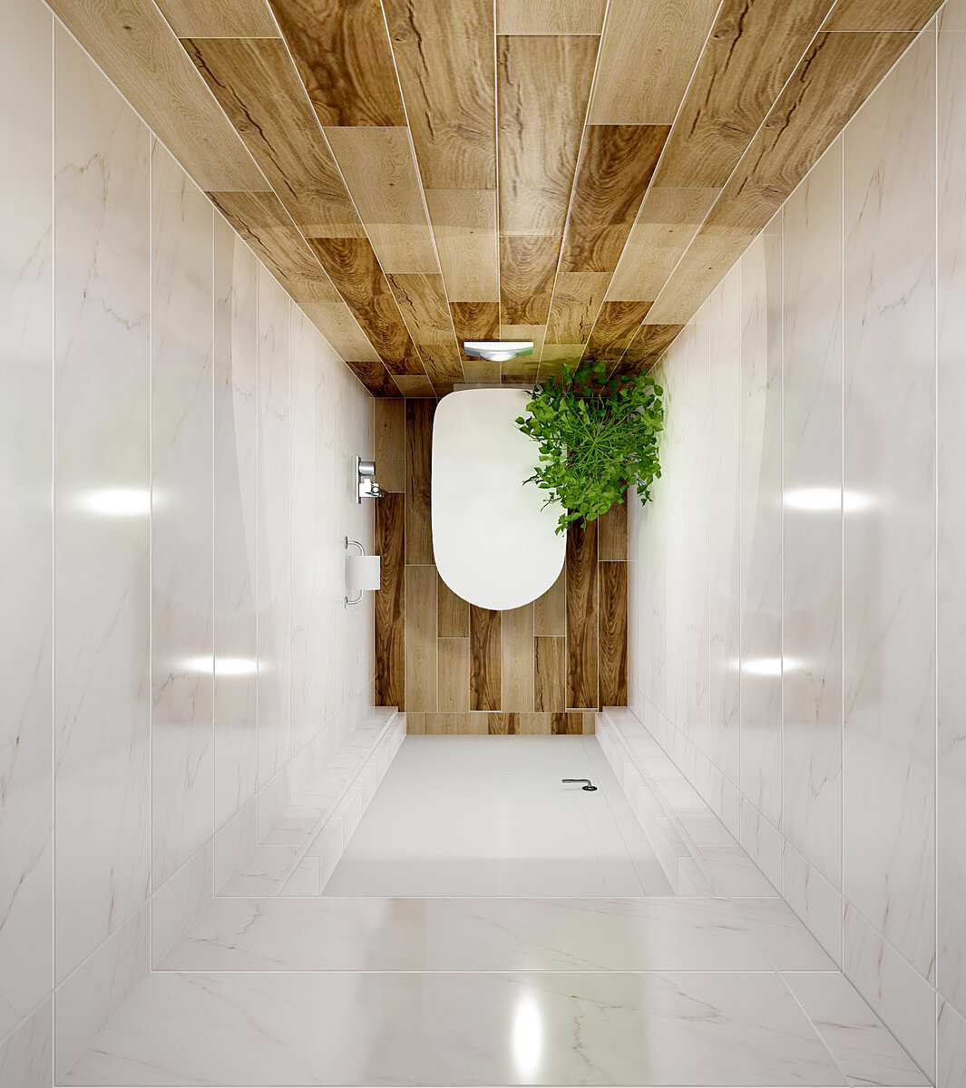 Один из наших дизайн-проектов туалета с маленькой площадью.