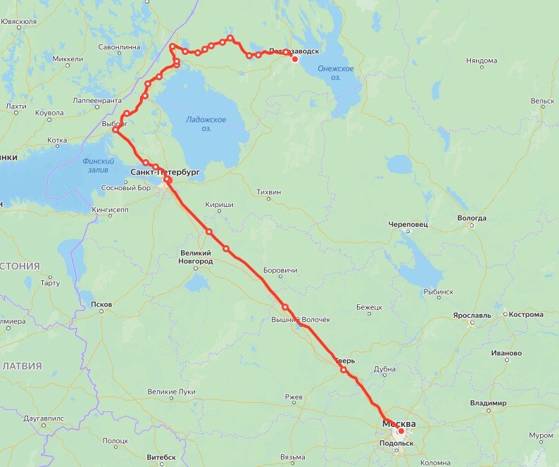 Маршрут поезда А Карелия Петрозаводск → Москва: остановки, расписание движения