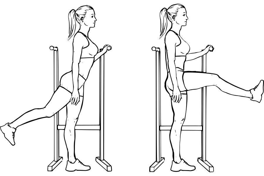 Упражнения стоя. Упражнение махи ногами стоя. Упражнение махи ногами вперед. Упражнение отведение ноги назад стоя. Прижмитесь правой стороной