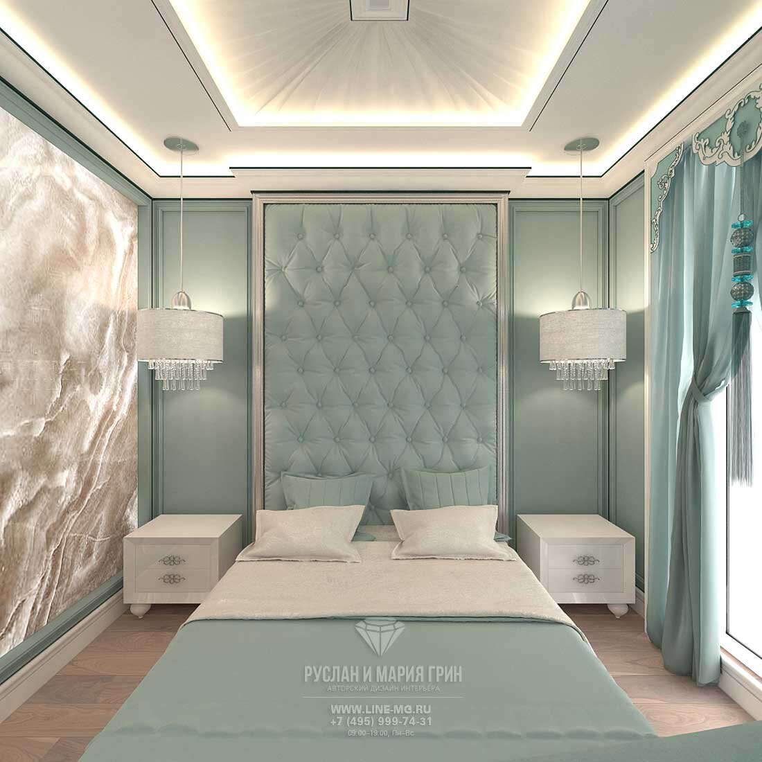 Современная идея дизайна спальни в таунхаусе