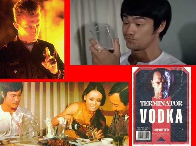 Коллаж из иллюстраций с сайтов и прочих источников:  1) кадр из х.ф. «Терминатор II. Судный день» (1991);
2) и 3) кадры из х.ф. «Большой босс» (1971);
4) http://guns.allzip.org/topic/43/1163777.html 