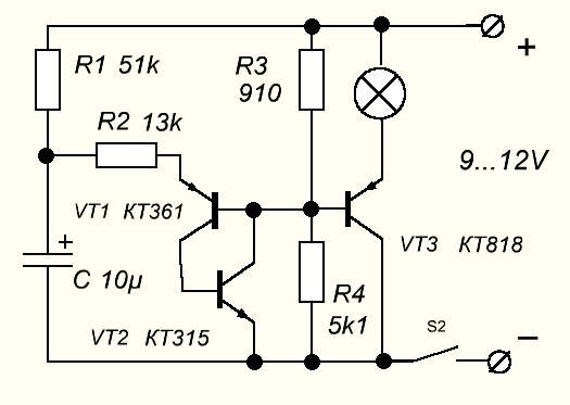 Схема мигалки на транзисторах