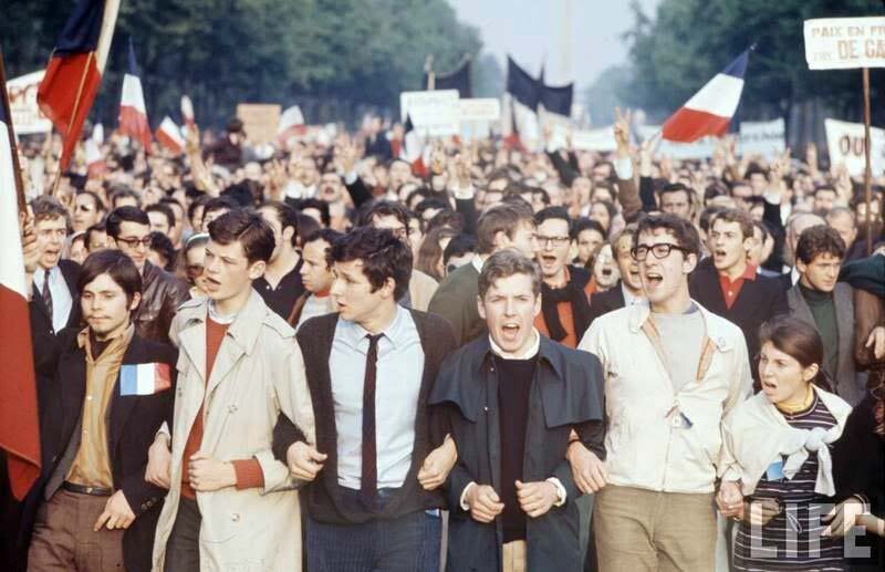 Студенческий протест, Париж, 1968 год, фото журнала Life