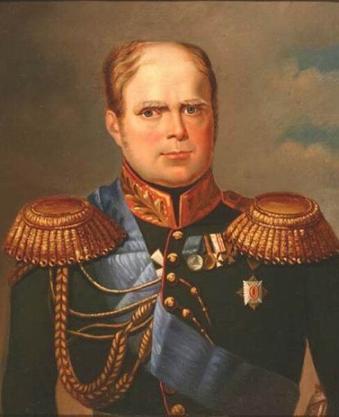Фрагмент портрета великого князя Константина Павловича. Художники Джордж Доу (начал). 1781-1829; Томас Райт (закончил). В галерее - полный портрет.