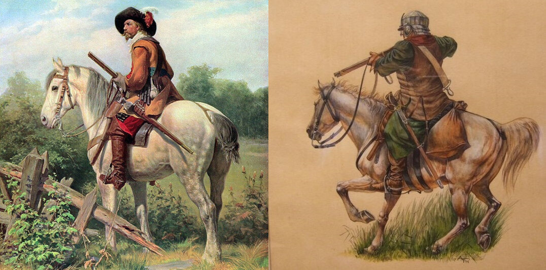 Немецкий драгун времен Тридцатилетней войны и русский драгун XVII в.