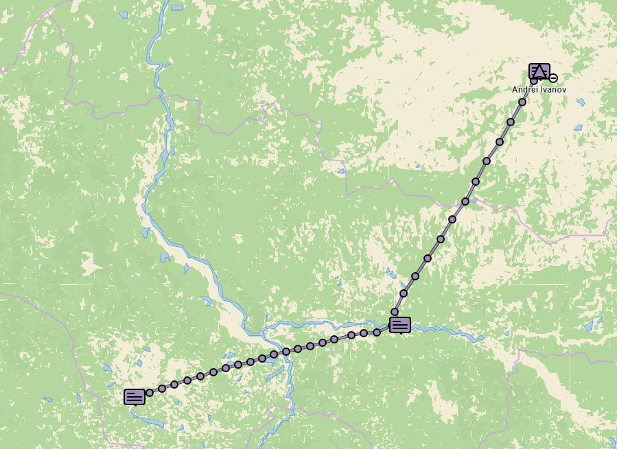 Маршрут полёта Borey - данные со спутникового трекера inReach
