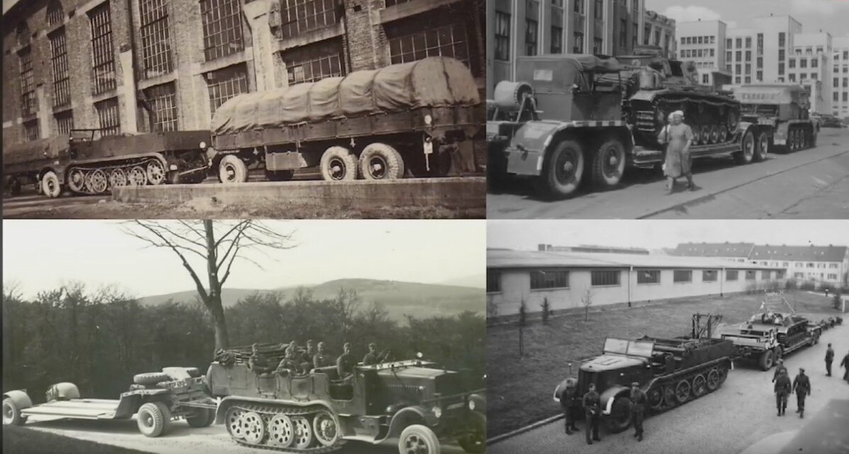 Полугусеничные тягачи могли перевозить разные грузы и в том числе буксировать на высокой скорости пушки вслед за танками. 