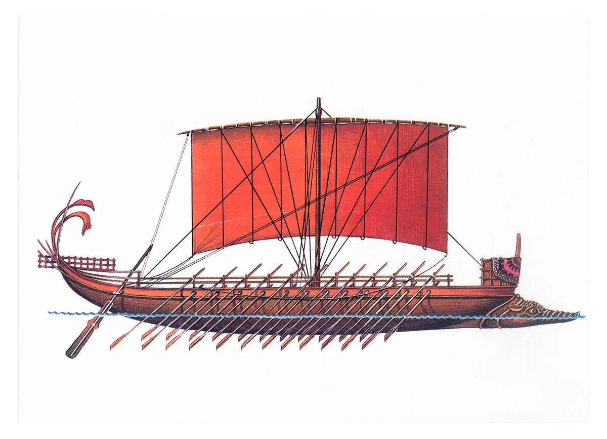 Греческая бирема корабль. Древняя Греция трирема корабль. Римская бирема корабль. Галеры древней Греции.