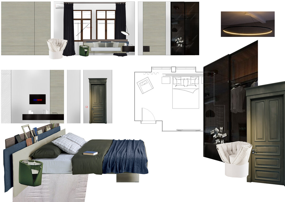 Коллаж спальни дочери в загородном доме