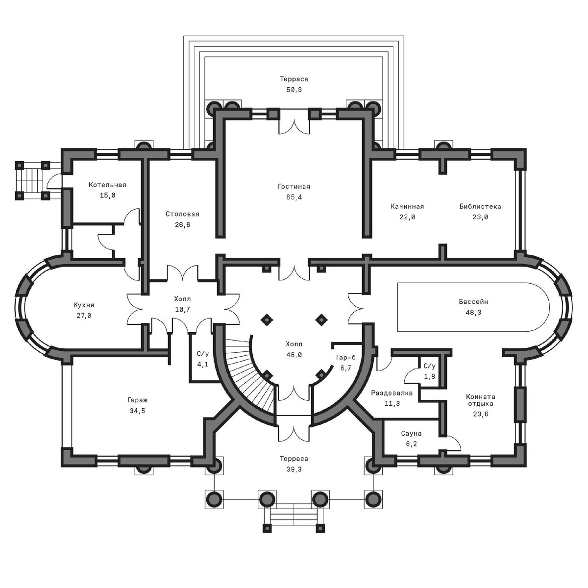 Планировка 1 этажа - Проект дома - GK-03