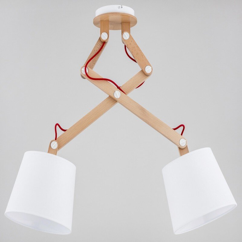 Люстра Alfa 27003 QUENTIN Светлое дерево, красный провод 2*E27