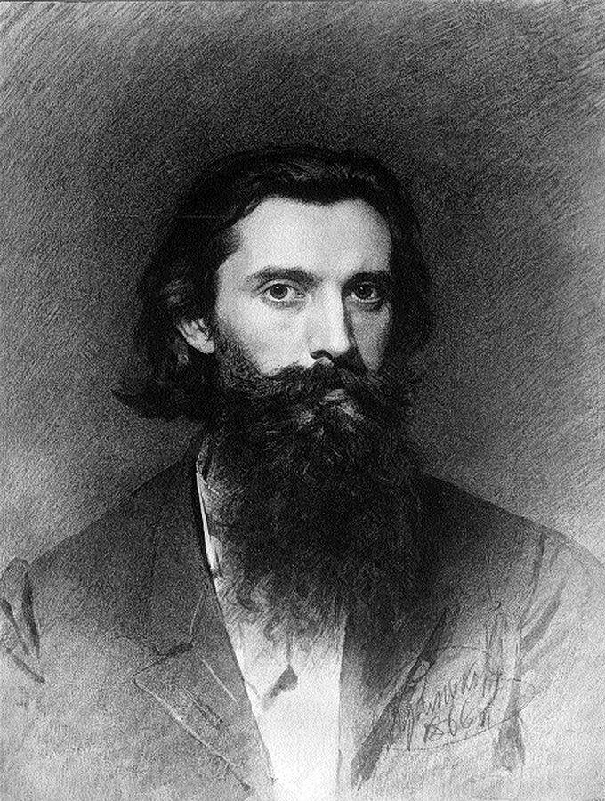 И. Н. Крамской. Портрет Н. Д. Дмитриева-Оренбургского. 1866. Бумага, соус, итальянский карандаш. 57,5 × 42,7 см, Русский музей, Санкт-Петербург