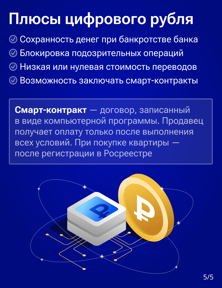 2)В чем плюсы цифрового рубля? 