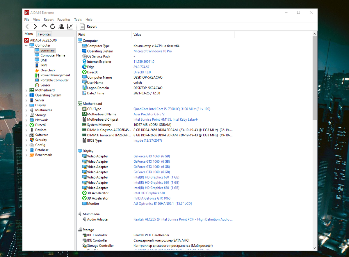 Скриншот автора статьи
