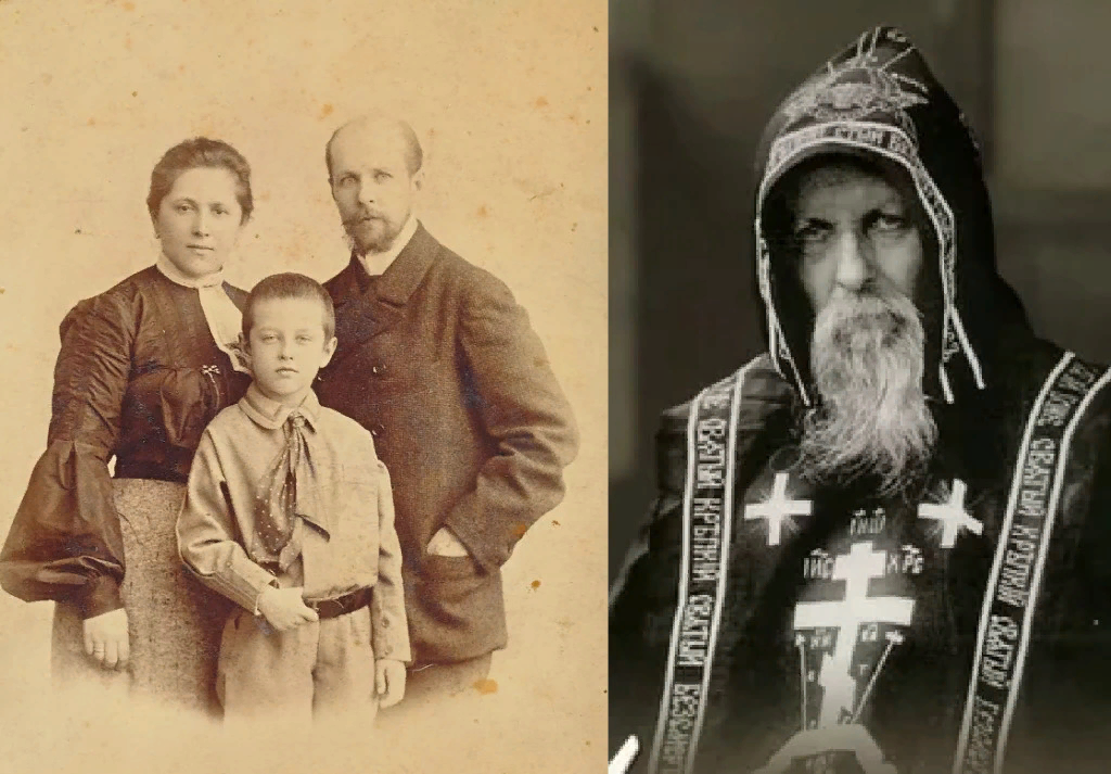 Василий ( будущий Серафим) и Ольга Муравьёвы с сыном Николаем; Схимонах Серафим (фото из Яндекс.Картинки)