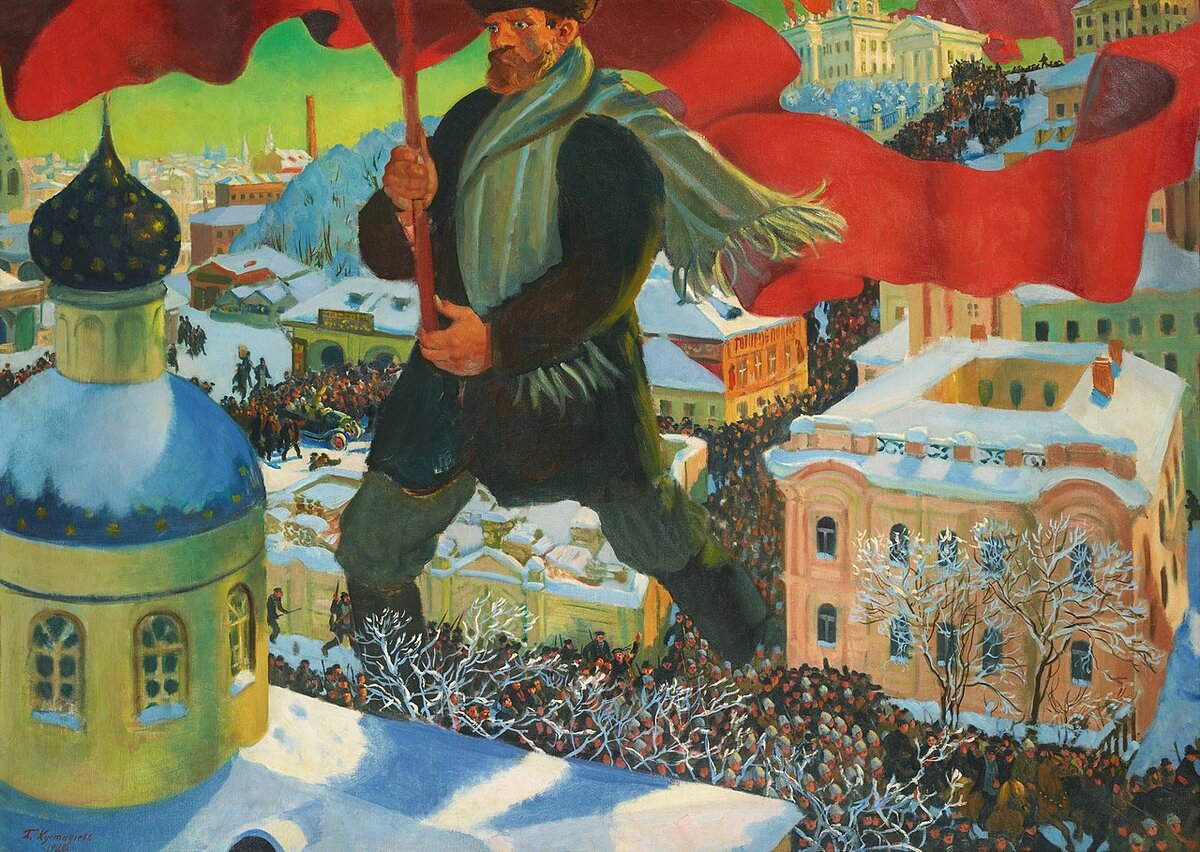 Б. М. Кустодиев, Большевик. 1920. В феврале 1917 года большевиков было 10 — 20 тысяч. Но уже к октябрю 1917 года их стало 300 тысяч. 