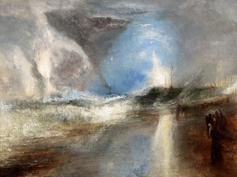 Ракеты и синие огни, чтобы предупредить пароходы о мелководье. 1840. Холст, масло.