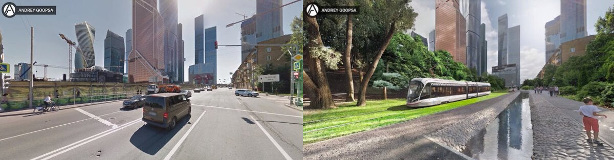 Как же хороша Москва без этой широкой многополосной дороги со смердящими автомобилями.