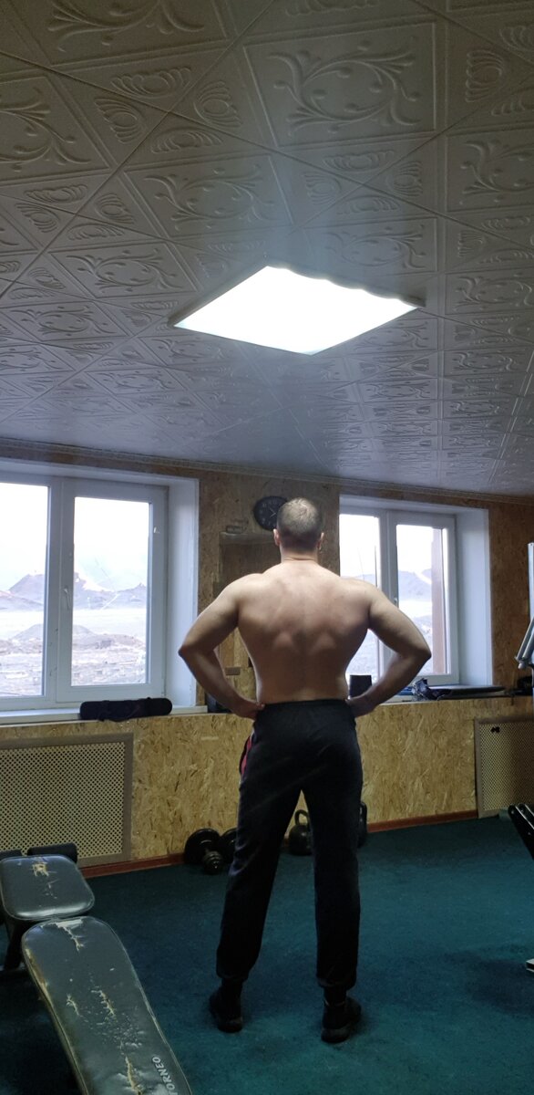 1.Подтягивания на перекладине, принцип лесенки на максимум и обратно вниз. 2.Тяга штанги к поясу, хват на ширине плеч, 3×10-12.                                               3.Шраги с гирями или гантелями, 3×на максимум.                                                          4.Тяга гири к поясу в наклоне, 3×10-12. 5.Подтягивания на перекладине узким хватом, 3×5, с медленным опусканием. 6.Подьемы гантелей в сторону с акцентом на трапецию, 3×15. Обязательно наращивайте вес. После тренировки вис на турнике, растяжка мышц спины. Смотрите на моем тик-ток канале множество интересных упражнений и программ.