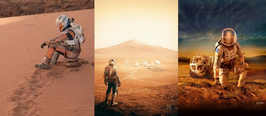 Художественная иллюстрация колонистов на МАРСЕ.  