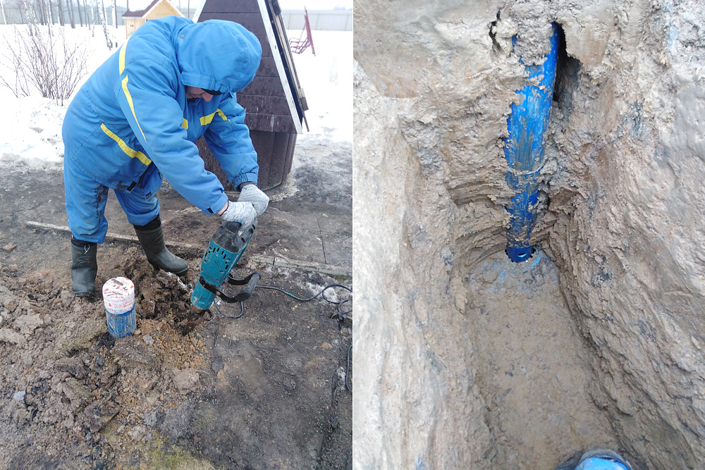 Начало работ по обустройству пластиковой скважины глубиной 53 метра