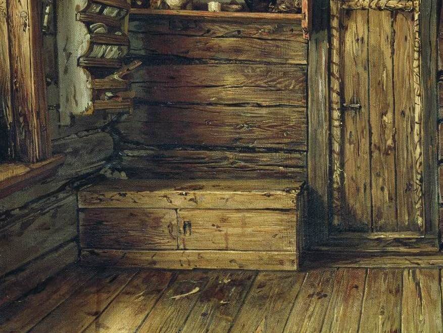 Василий Максимов «Внутренний вид избы», фрагмент