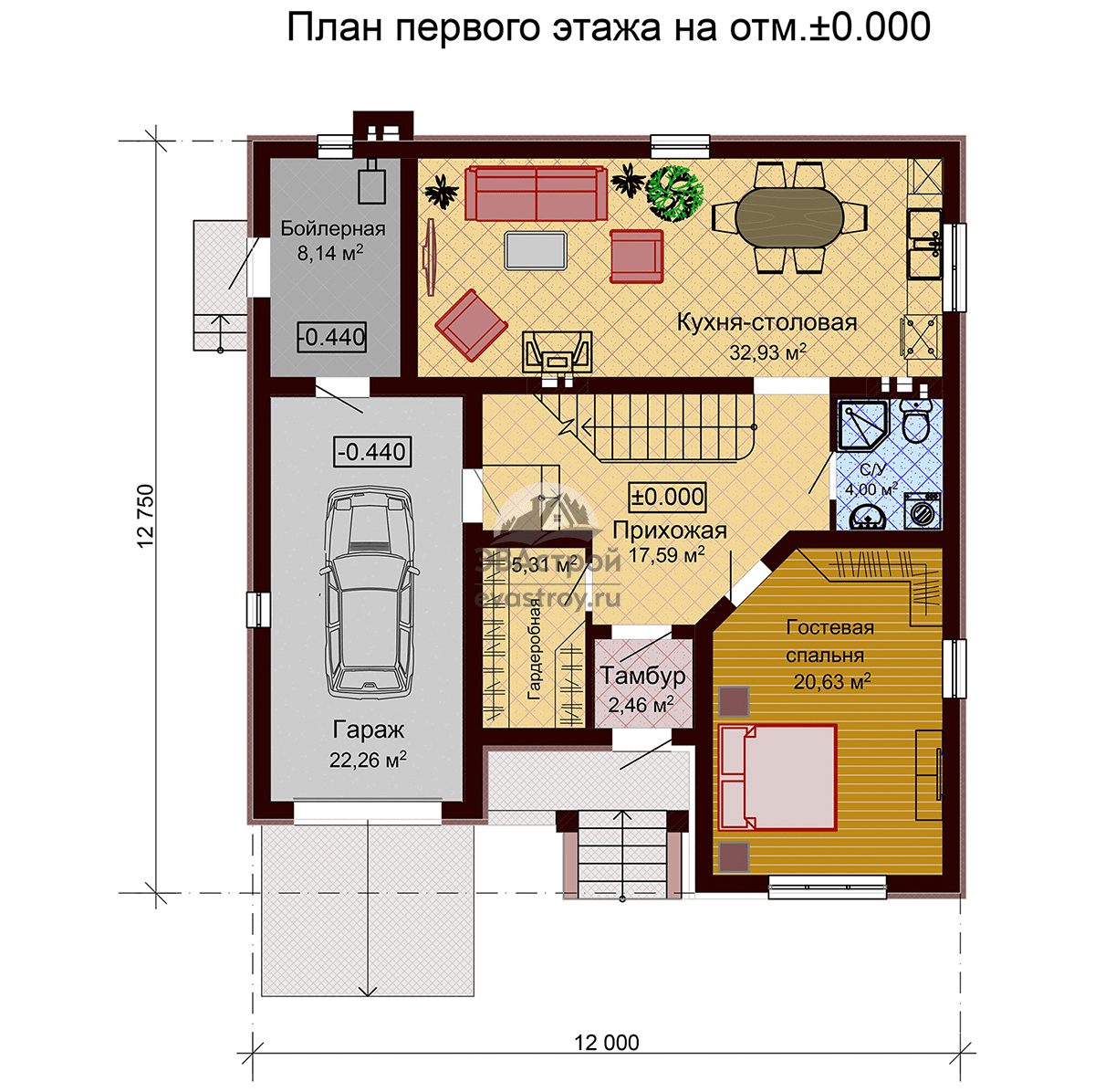 Проект двухэтажного дома 200 м2 с гаражом в стиле Райта | ЭВАстрой | Дзен