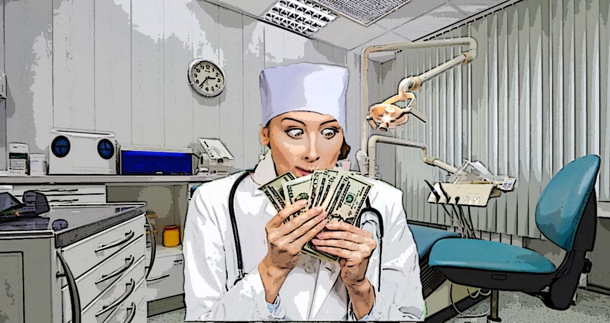 Алчный стоматолог. Иллюстрация