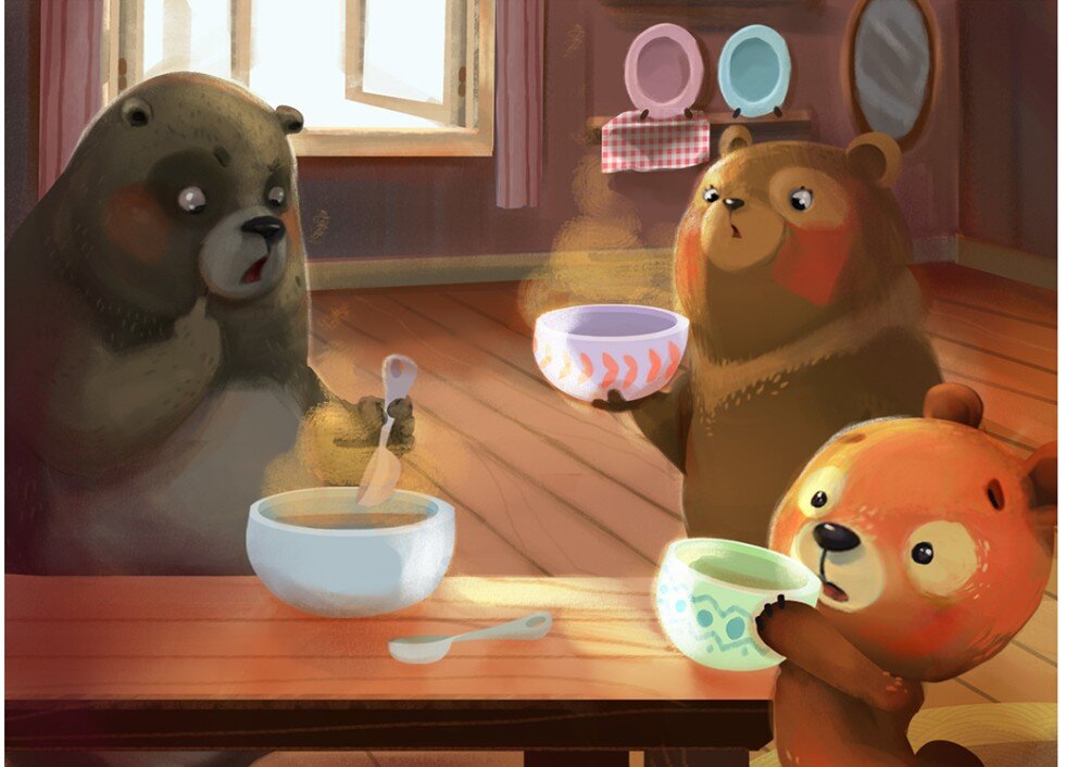 3 bears in english. Голдилокс и три медведя. Goldilocks and three Bears иллюстрации.