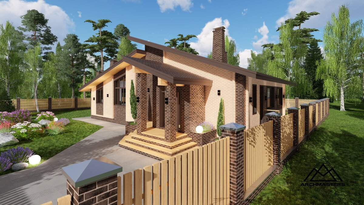 Современный одноэтажный коттедж (Фото из открытых источников)