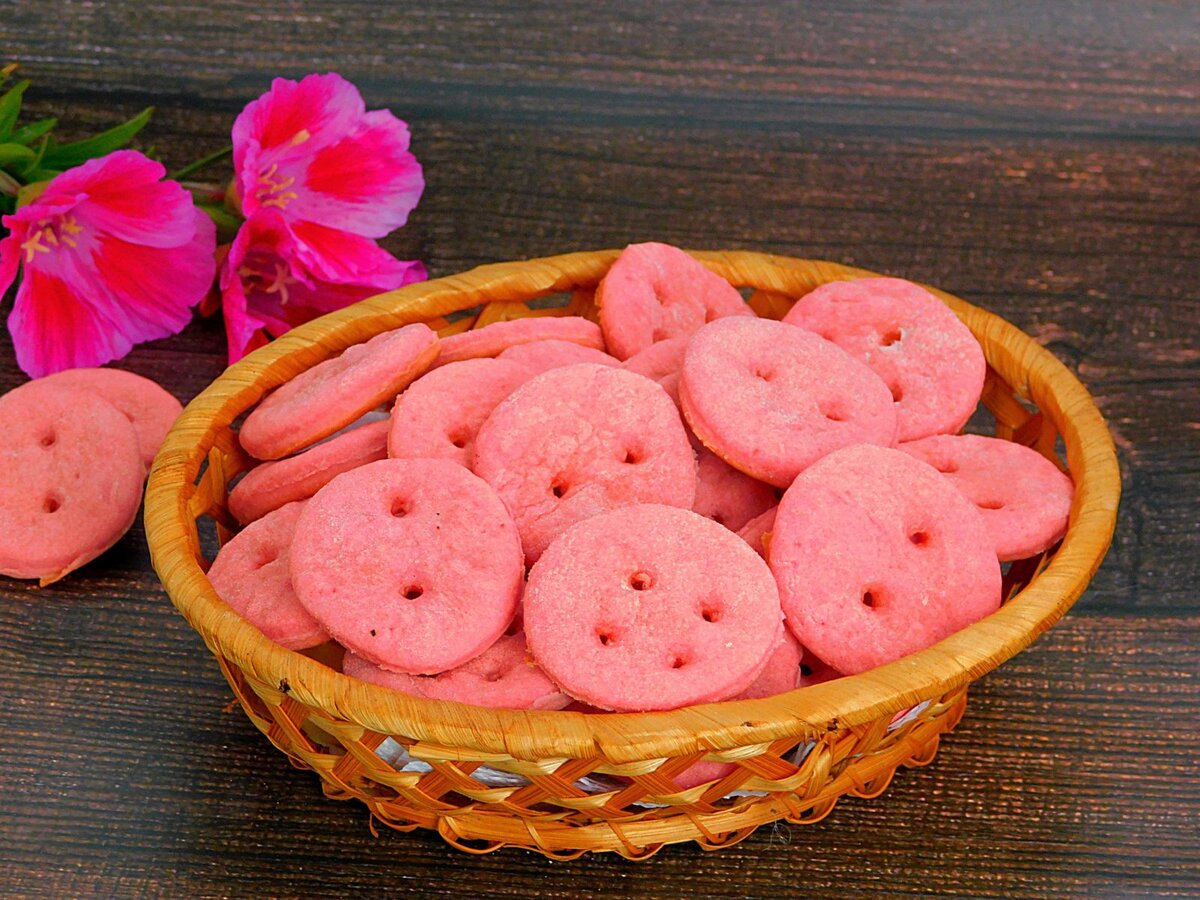 Розовое печенье пуговицы в стиле Барби