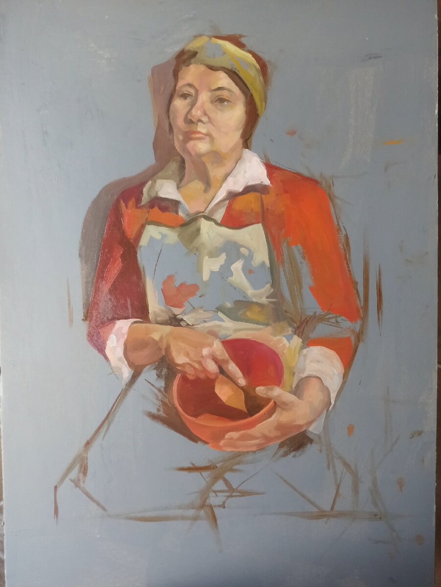 Фото автора. Тяглова Н.А. "Портрет женщины. Этап работы.