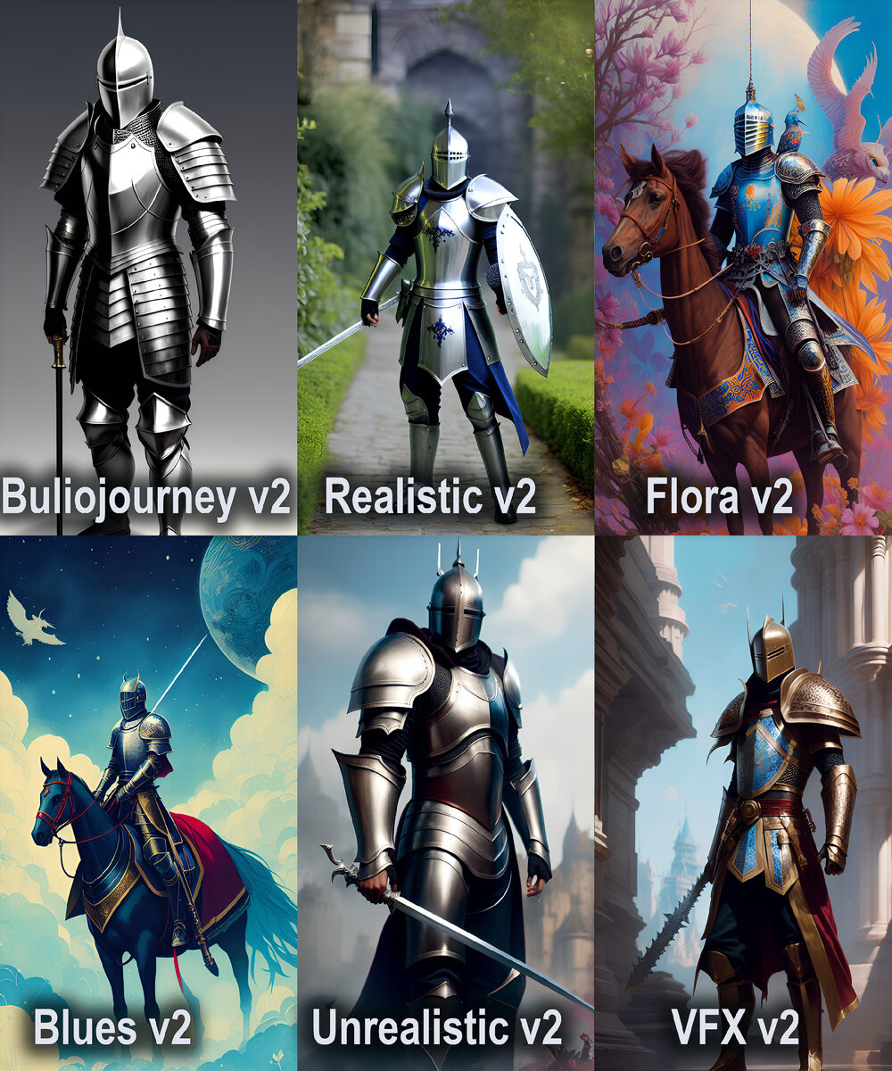 Рыцарь. Сравнение стилей рисования нейросети 