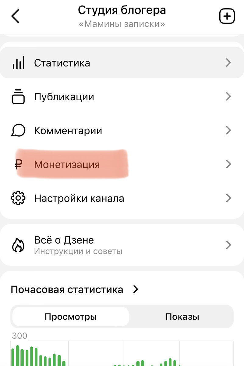 Выбираем «Монетизация»