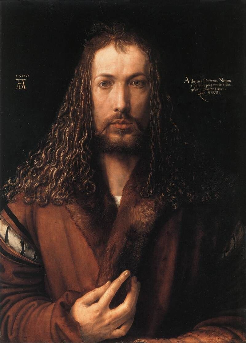 Автопортрет с мехом, 1500