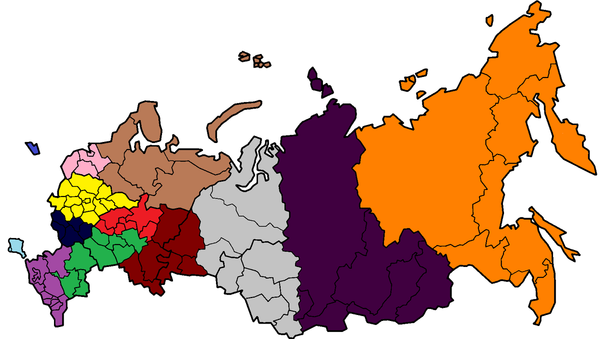 Экономические зоны России, на основании которых может происходить укрупнение регионов. Источник: https://clck.ru/Vibtb