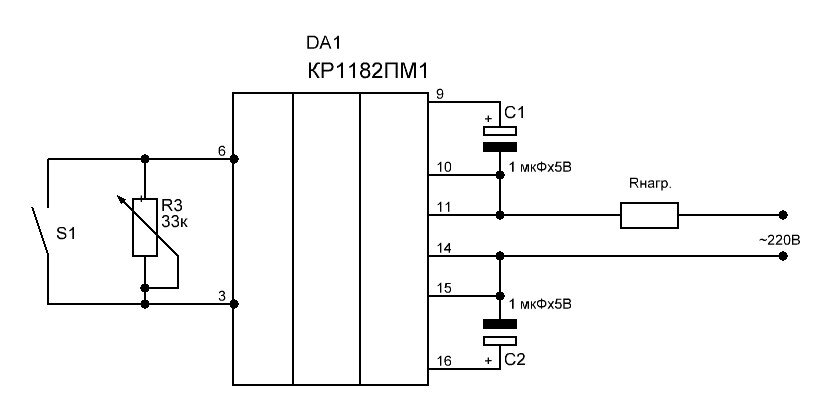 Типовая схема включения в режиме регулировки мощности 