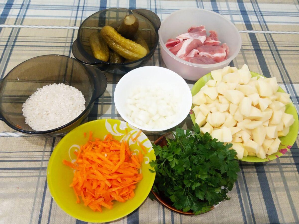 Ингредиенты для приготовления рассольника