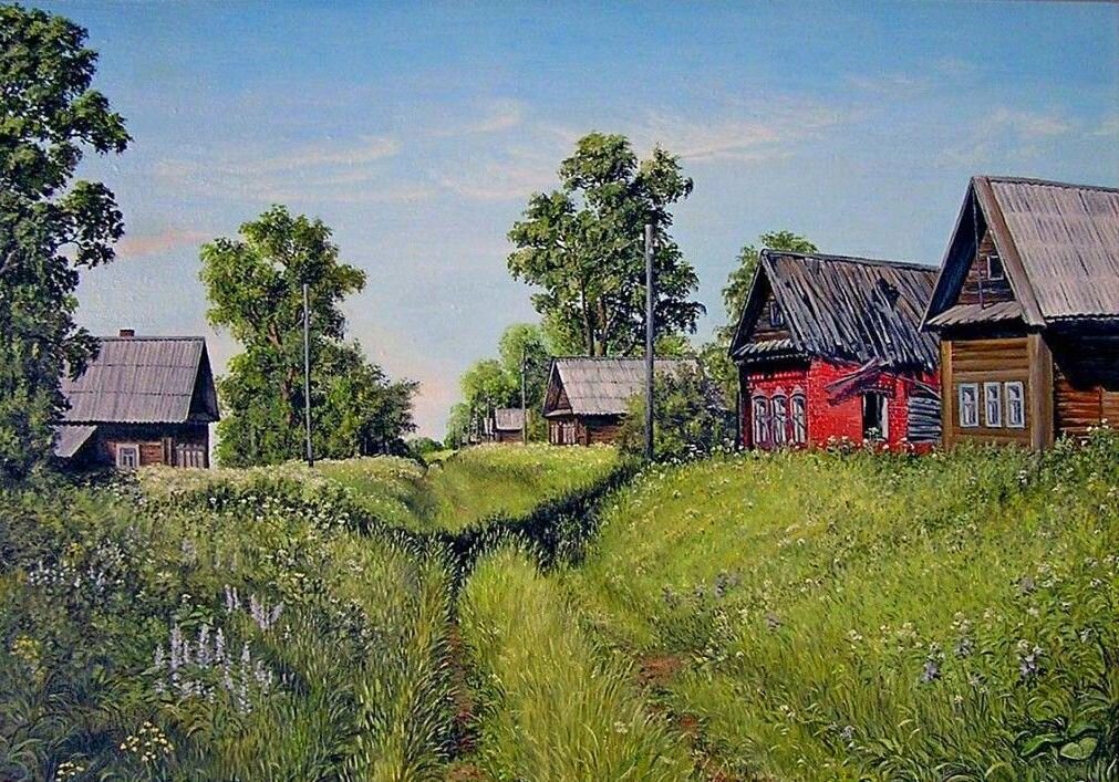 Сельский вид картина