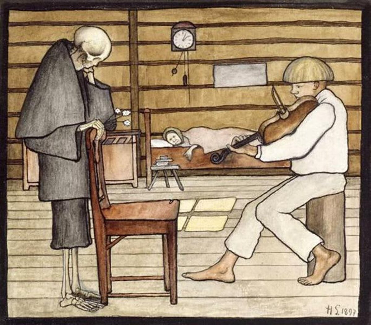    Хуго Симберт. «Смерть слушает», 1897 г. Источник: Ateneum Art Museum