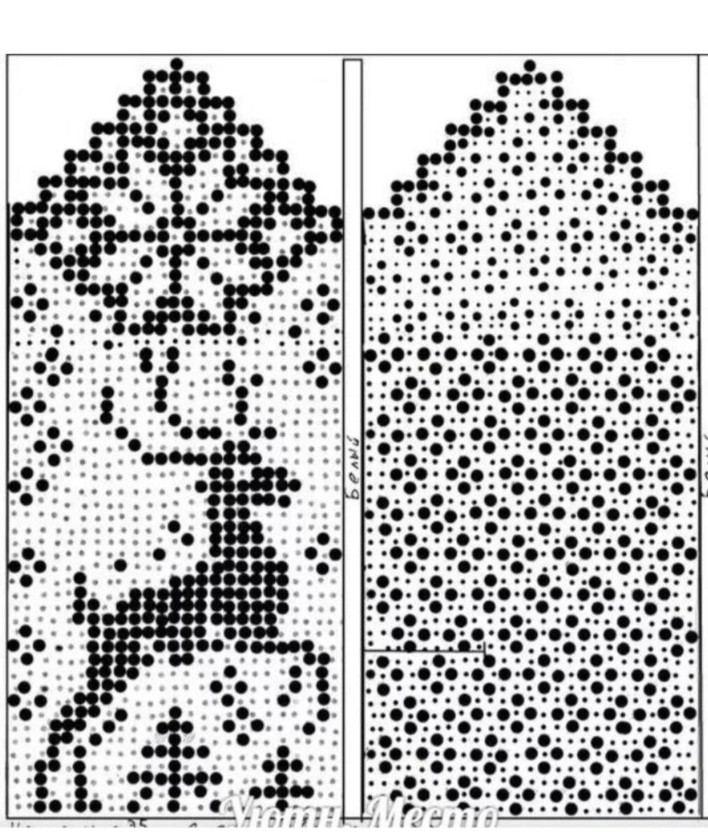 Варежки жаккард олени схема