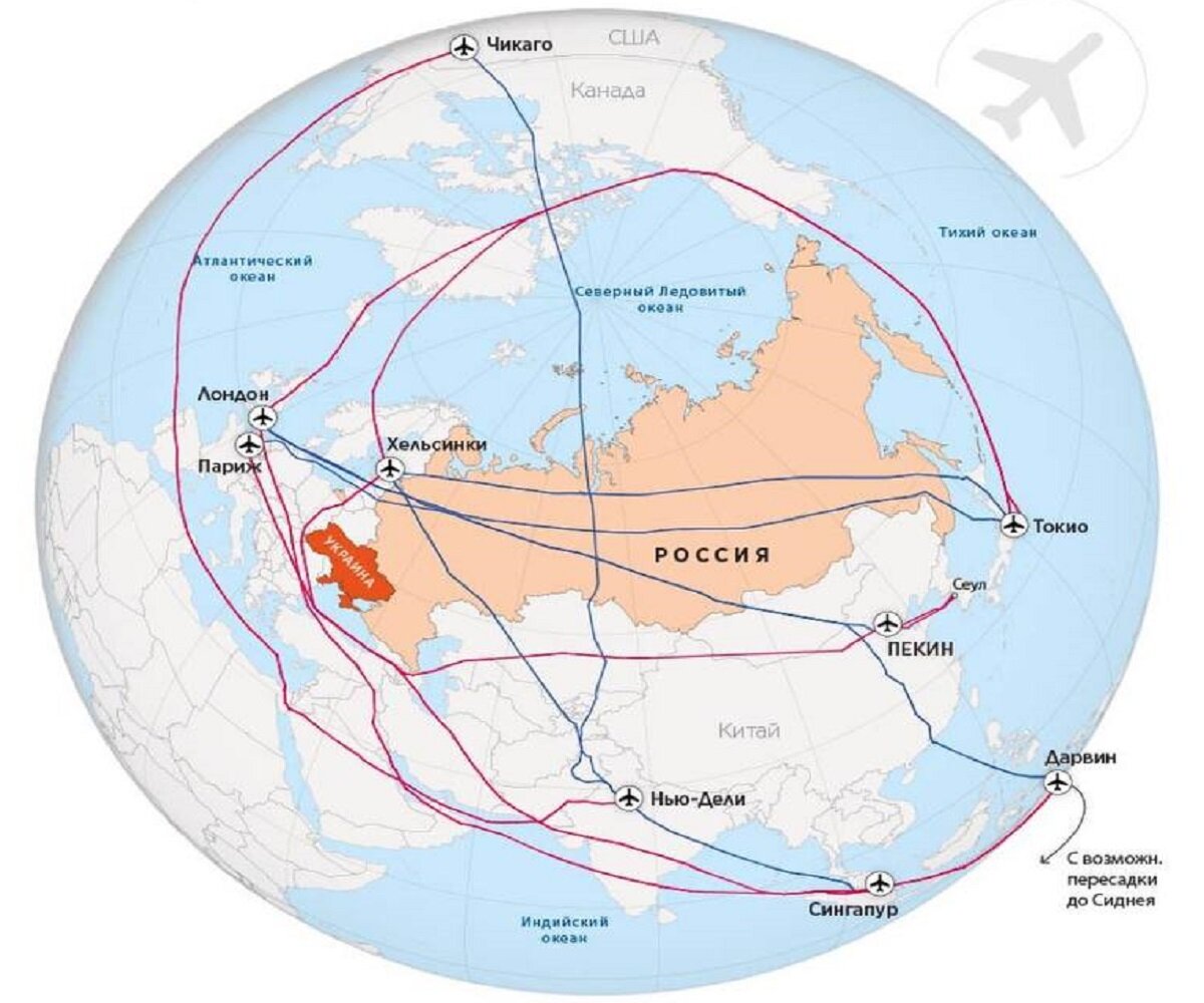 Карта воздушных маршрутов россии