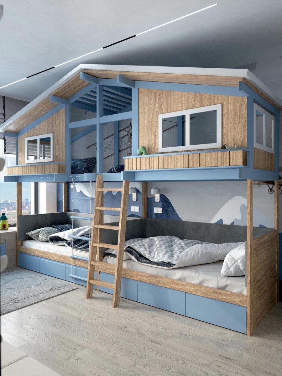 Двухъярусная кровать с игровой зоной
