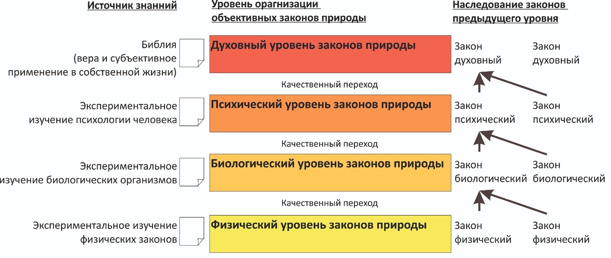 Уровни организации объективных законов природы