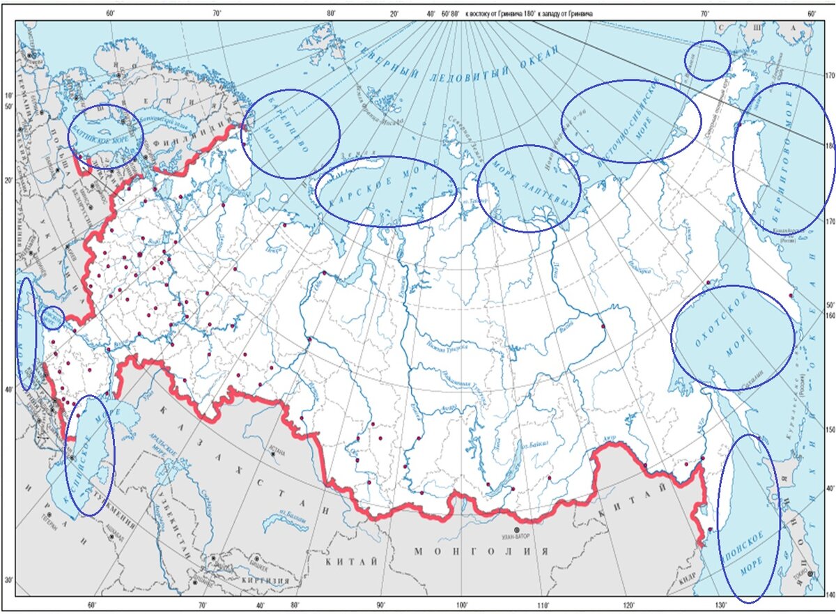 Карта с морскими границами