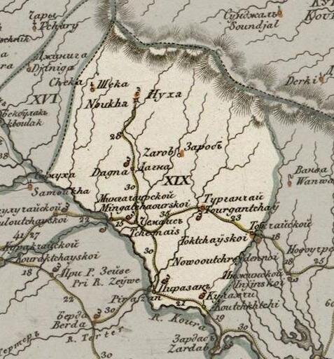 Шекинское ханство на карте 1823 года