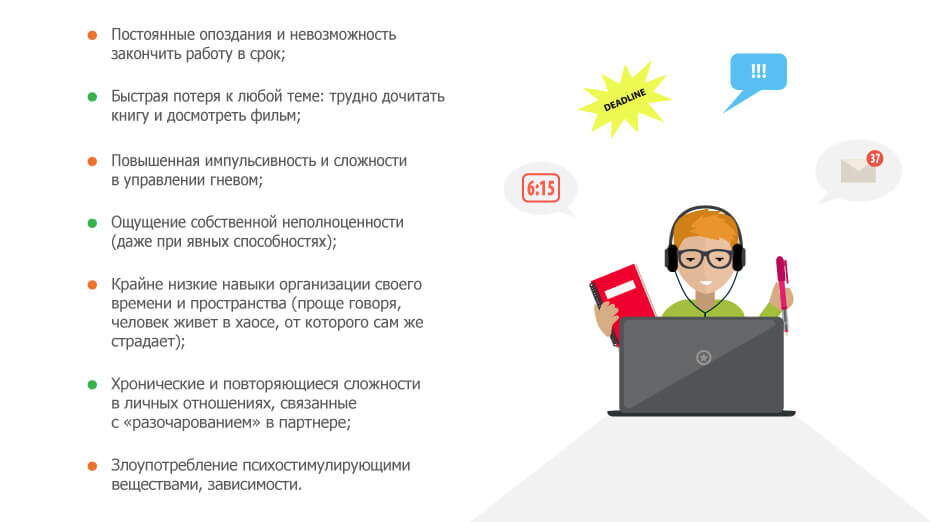 Признаки СДВГ
