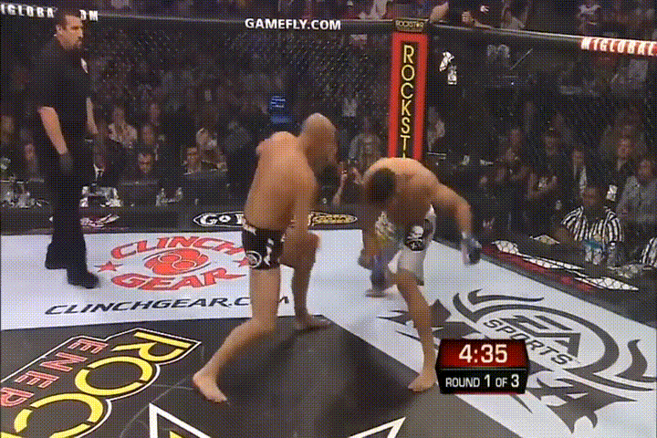 Сабмишен и остановка боя в первом раунде.