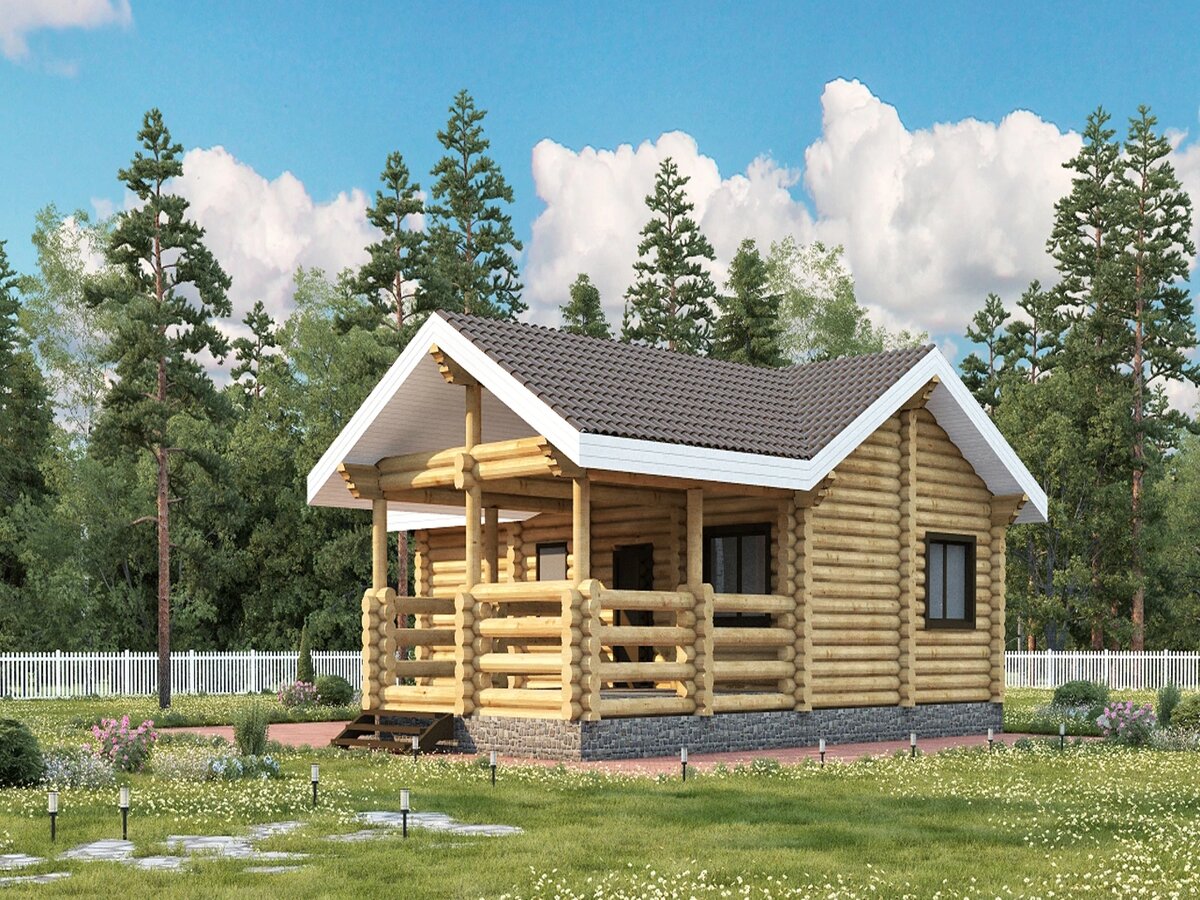 Проект небольшой бани с террасой - 84 м²